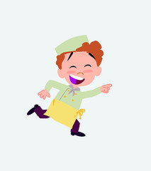 Chef running smiling.