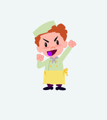 Chef cheering enthusiastically.