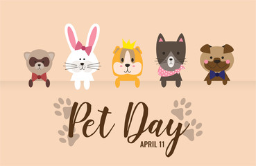 Pet day card or background. vector illustration.