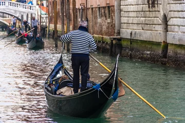 No drill light filtering roller blinds Gondolas Traditional canal street with gondolier in Venice, Italy