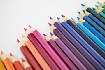 Fototapeta premium Color pencils on white background. Back to school.