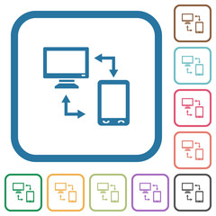 Connecting mobile to desktop simple icons