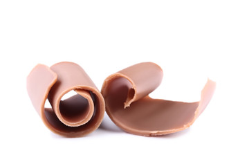 Chocolate shavings isolated on white background