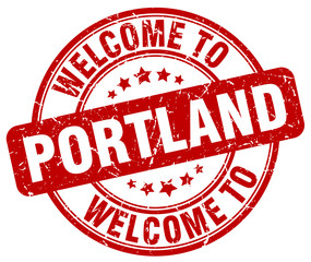 welcome to Portland red round vintage stamp
