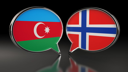 Azerbaijan and Norway flags with Speech Bubbles. 3D Illustration