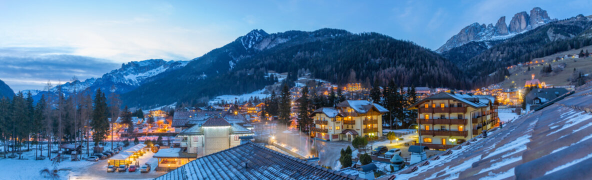 Panorama Campitello di Fassa by Grohmannspitze in Italy