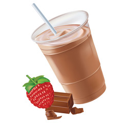 Raspberry & chocolate milkshake,vector