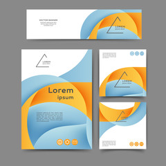 Set of color abstract brochure and banner template with abstract lines and waves