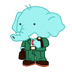 Mister elephant in green suit ready for go to office