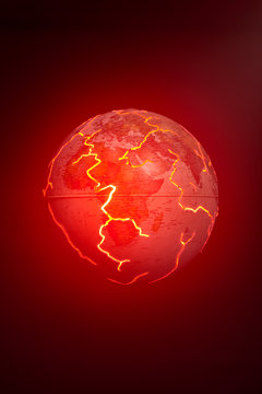 Globe against red background