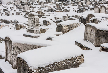Tombstones at the old Jewish Cemetery which lies on the slopes of Trebevic mountain in Sarajevo capital of Bosnia Herzegovina