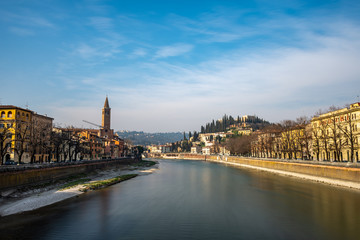 Naklejka premium Panoramic view of Verona on Adige river. Veneto region. Italy