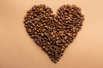 Scattered coffee beans frame design on copy space background.