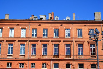 Fototapeta na wymiar Architectural styles in Toulouse, the major city of Southwestern France and historical capital of Languedoc