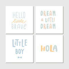 Colored Collection of cute children lettering cards with phrases and words. Perfect for nursery posters. - 259202397
