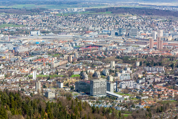 View from the Uetliberg mountain of Zurich city