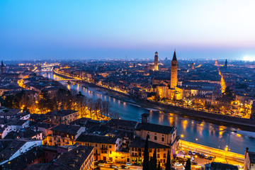 Fototapeta na wymiar Beautiful sunset view of Verona, Veneto region, Italy