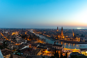 Beautiful sunset view of Verona, Veneto region, Italy
