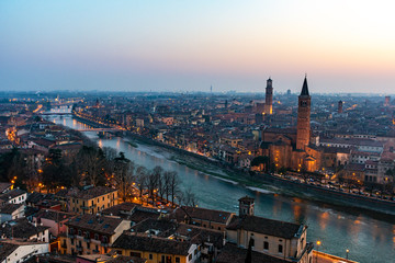 Beautiful sunset view of Verona, Veneto region, Italy