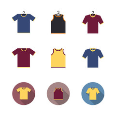 Set of colored sport T-shirts, vector illustration.