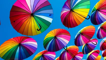 Tuinposter Rainbow umbrella colorful rainbow © EwaStudio