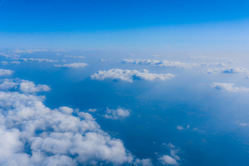 Fototapeta na wymiar View from airplane window to see sky