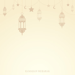Ramadan Kareem greeting card with Islamic ornaments. Vector