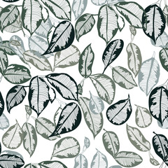 Obraz premium leaves tropical botanical foliage seamless pattern