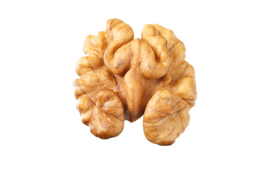 one walnut isolated on white background top view