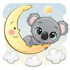 Cute Cartoon Koala on the moon