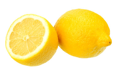 lemon with slices isolated on white background. healthy food