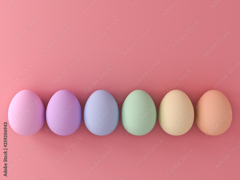 Aufkleber colorful easter eggs on pink pastel color background with shadows 3d rendering