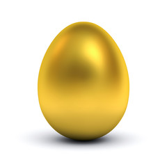 Gold egg isolated over white background with reflection and shadow 3D rendering