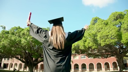 Girl gratuate throw her hat