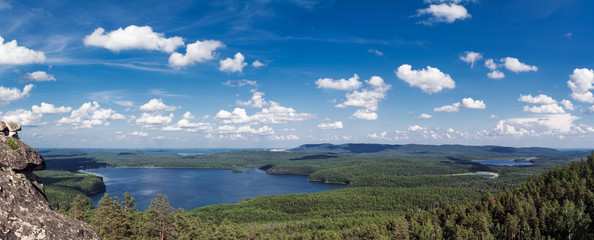 Landscape with lake and mountains