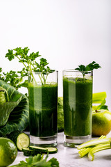 Detox health smoothie with green spinach and apple.