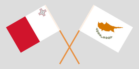 Malta and Cyprus. The Maltese and Cyprian flags. Official colors. Correct proportion. Vector