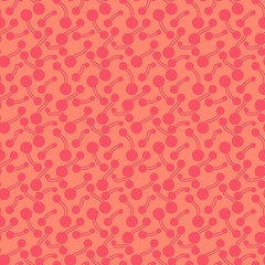 Flat bright abstract biological elements. Simple hand-drawn, dotted, retro pink ornament for textile, prints, wallpaper, wrapping paper, web etc.
