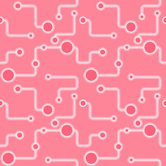 Light pink abstract hand-drawn sketch. Vector circuit pattern for textile, prints, wallpaper, wrapping paper, web decor etc.