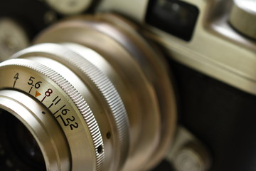 Fototapeta na wymiar Antique Camera and lens