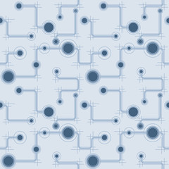 Blue on light abstract hand-drawn sketch. Vector circuit pattern for textile, prints, wallpaper, wrapping paper, web decor etc.