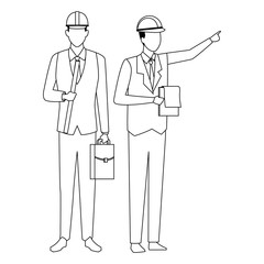Construction teamwork avatar in black and white