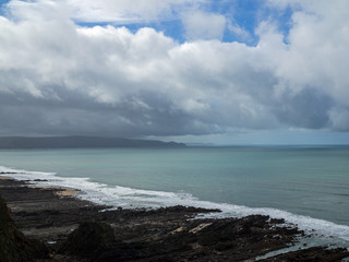 Dramatic storm clouds approaching the Cornish coast near Bude