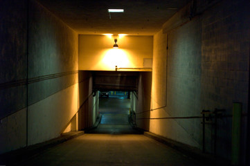 light in access ramp to underground garage