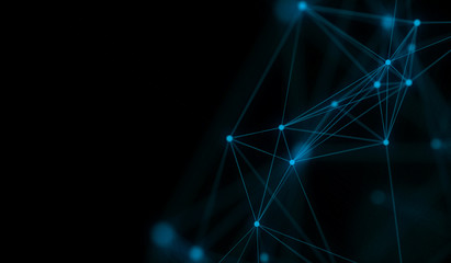 Abstract polygonal neural space background with connection structure. 3d rendering, illustration