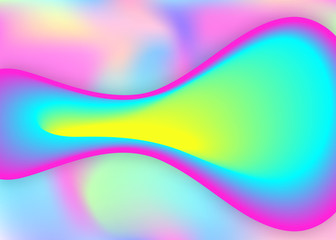 Fluid shape. Holographic 3d backdrop with modern trendy blend. Vivid gradient mesh. Minimalist magazine, card template. Fluid shape background with liquid dynamic elements.