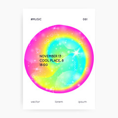 Music fest. Electronic sound. Night lifestyle dance holiday. Wavy presentation template for trance club. Fluid holographic gradient shape and line. Music fest summer poster and flyer.