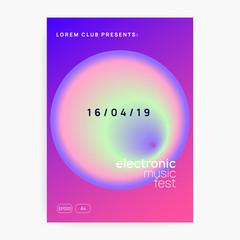 Music fest. Fluid holographic gradient shape and line. Electronic sound. Night dance lifestyle holiday. Futuristic house club magazine template. Summer poster and music fest flyer.
