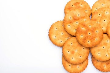 crackers closeup. crackers on a white background. biscuit