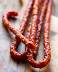 Kabanos.Traditional Polish thin dry smoked sausage.